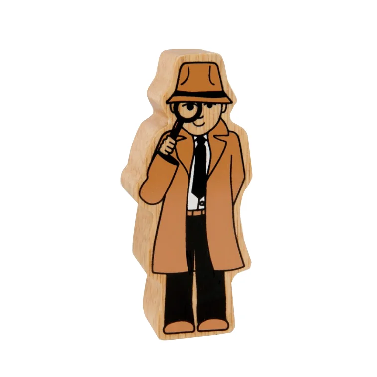 Wooden Brown Detective Figure toy doll
