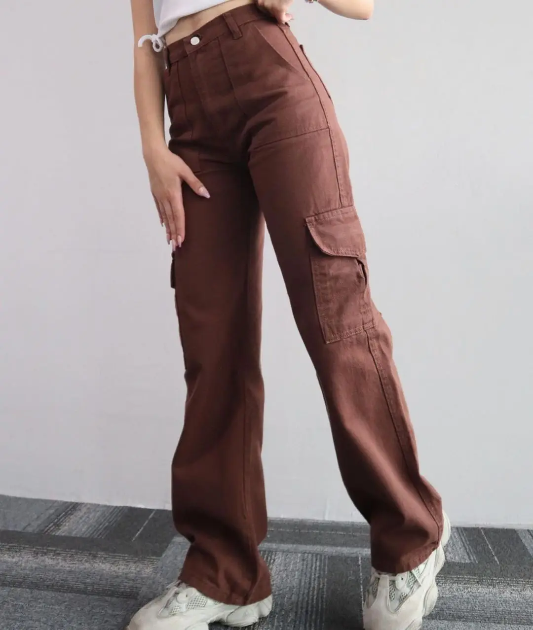 Custom Women Stylish Casual Loose Leisure Streetwear Cargo Pants Outdoor Jogger Patchwork Sweatpants with Pockets