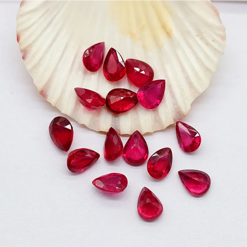 MEDBOO Fashion Jewellery Manufacturer Pear Cut Real Polished African Natural Ruby Gems Loose Gemstones For Jewelry Making