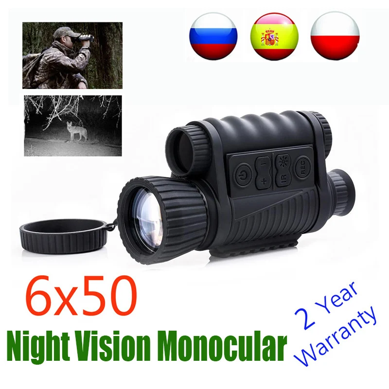 WILDGAMEPLUS 350M Range Digital Infrared Night Vision Monocular 6X50 Zoom Hunting Night Vision Scope Optical take Video Picture