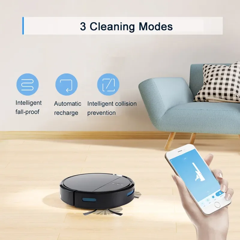 Glomarket Sweeping Robot Vacuum Cleaner 3 In 1 Auto Cleaning APP Control Work With Alexa&Google Assistant