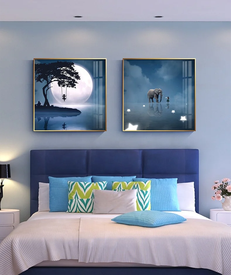 
Children room wall units for living room bedroom hanging moon whale picture 