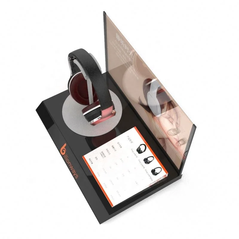 Clear ear bud headphone display counter top MDF earphone display stand