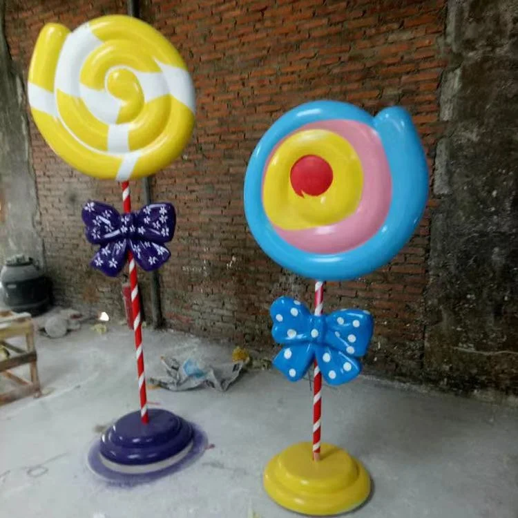 Customized large foam fiberglass candy sculpture props giant lollipop candy donut statues candyland  for wedding