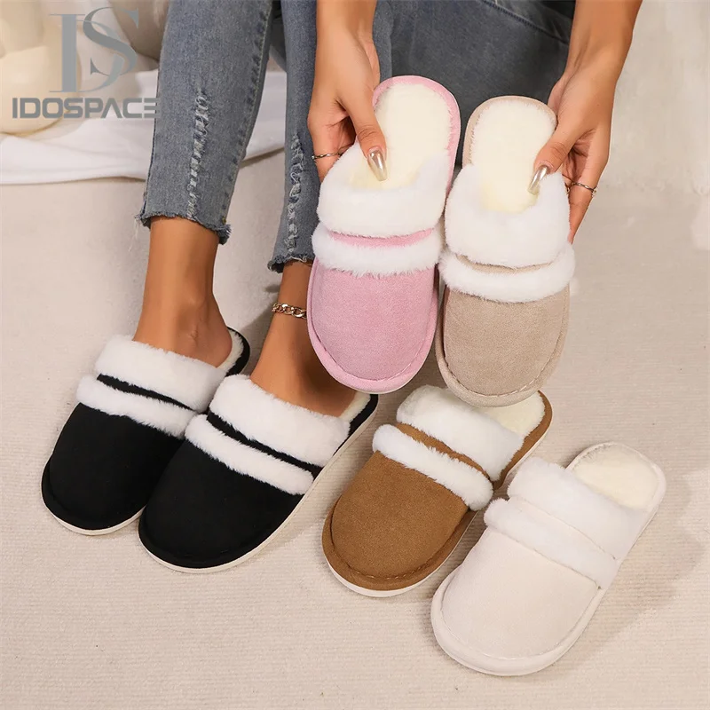 New Arrival Lady Female Lavender Winter Soft Fleece Towel Flat Plush Fluffy Home Slippers For Women With Fur