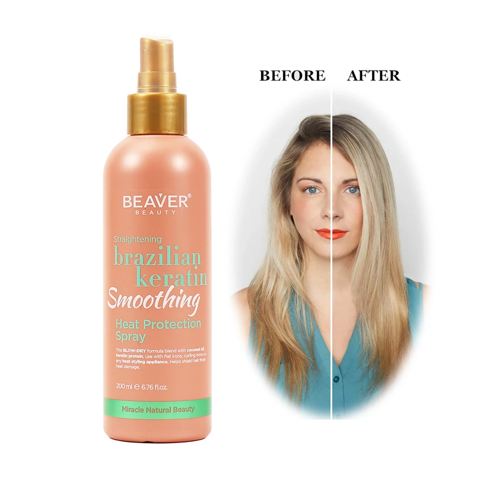Private Label Hair Treatment Resistance Spray Anti Frizz Keratin Hair Styling Heat Protectant for Hair Heat Protection Spray
