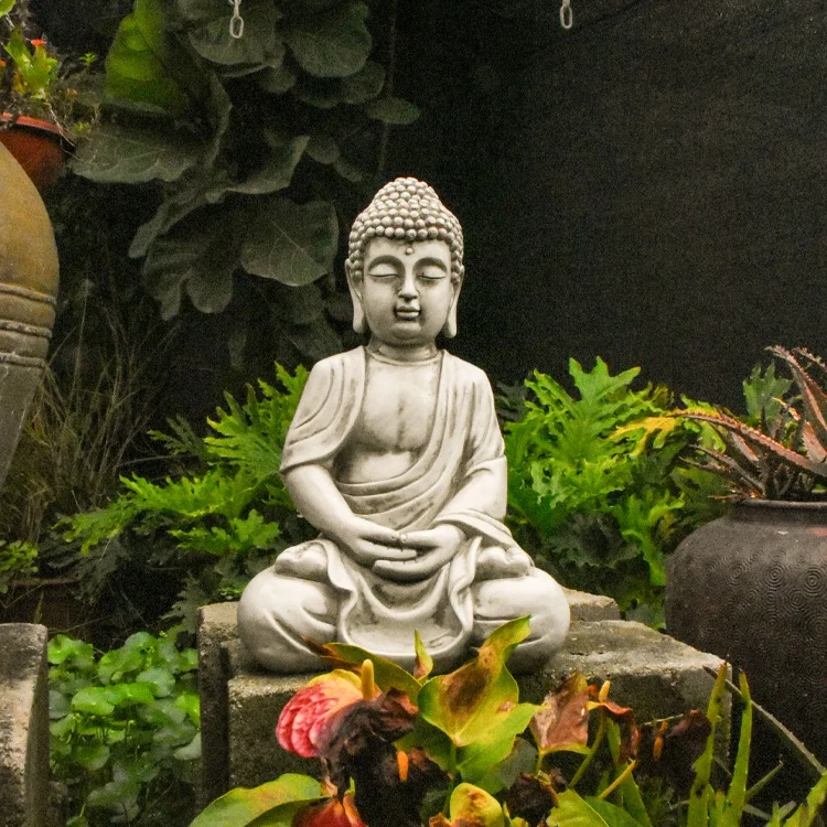 H:38cm Resin Buddha Statue Antique Painting Home Decor Decorative Buddhism Figurine