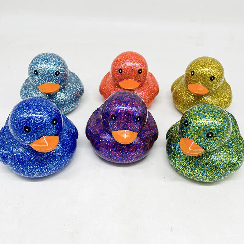 wholesale Promotional Rubber Glitter Duck Bath Toys Soft Rubber Duck Bath Toy for kids