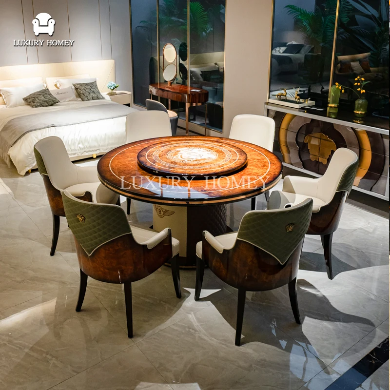 Modern Dining Room 6 Seaters Chair Luxury Design House Furniture Leather Wooden Veneer Dining Chairs For Dining Table