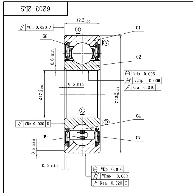 Precision Single Row Custom Bearing Ball 6203 Sealed Waterproof Kugellager Manufacturer China Deep Groove Ball Bearing