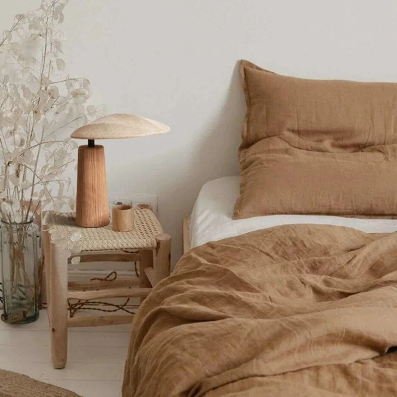 Creative vintage wood table lamp modern art deco hotel bedroom reading desk lamp