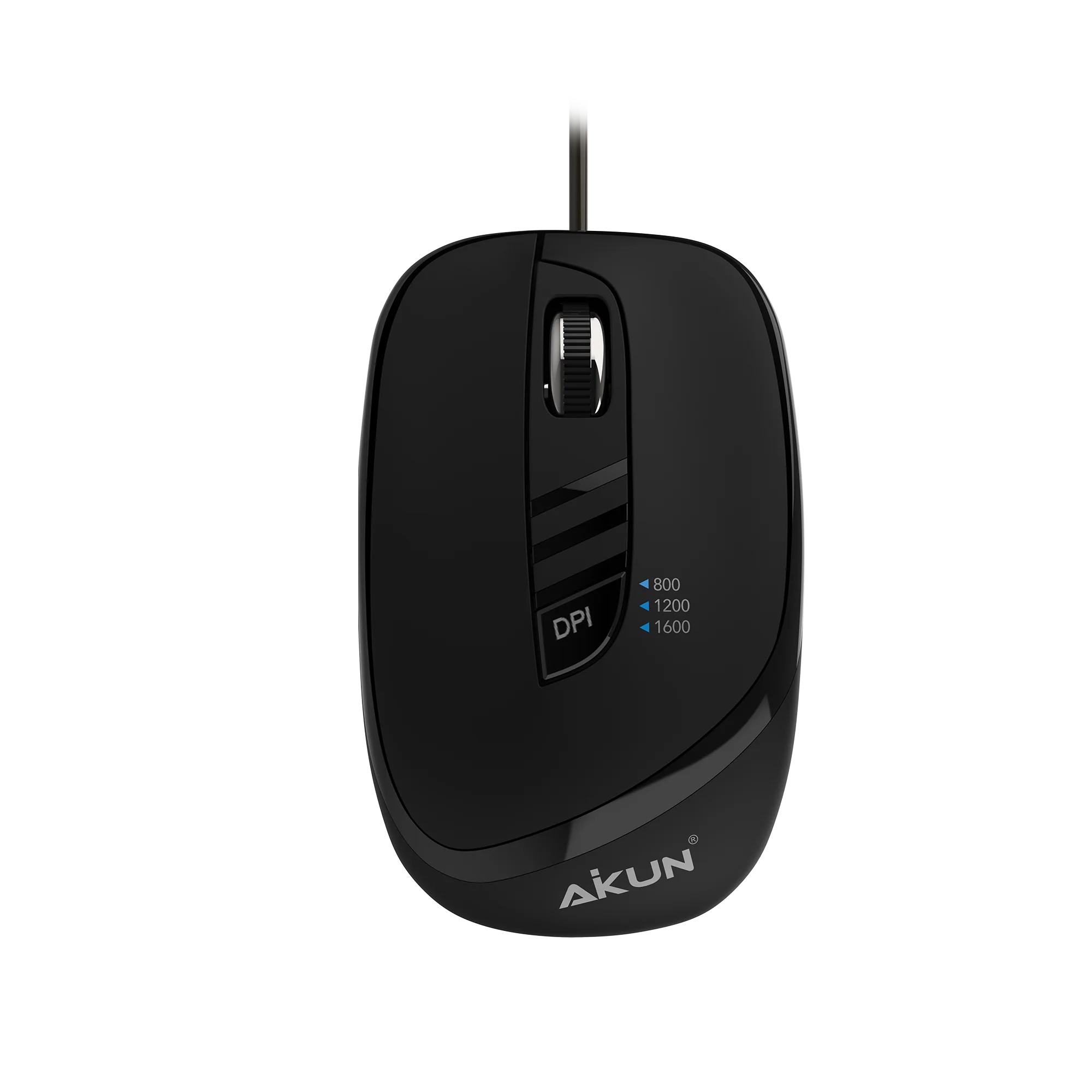 AIKUN Wired 3D Optical Mouse LT22 with DPI Switch 800/1200/1600,USB Cable,Rubber Wheel,Plug and Play