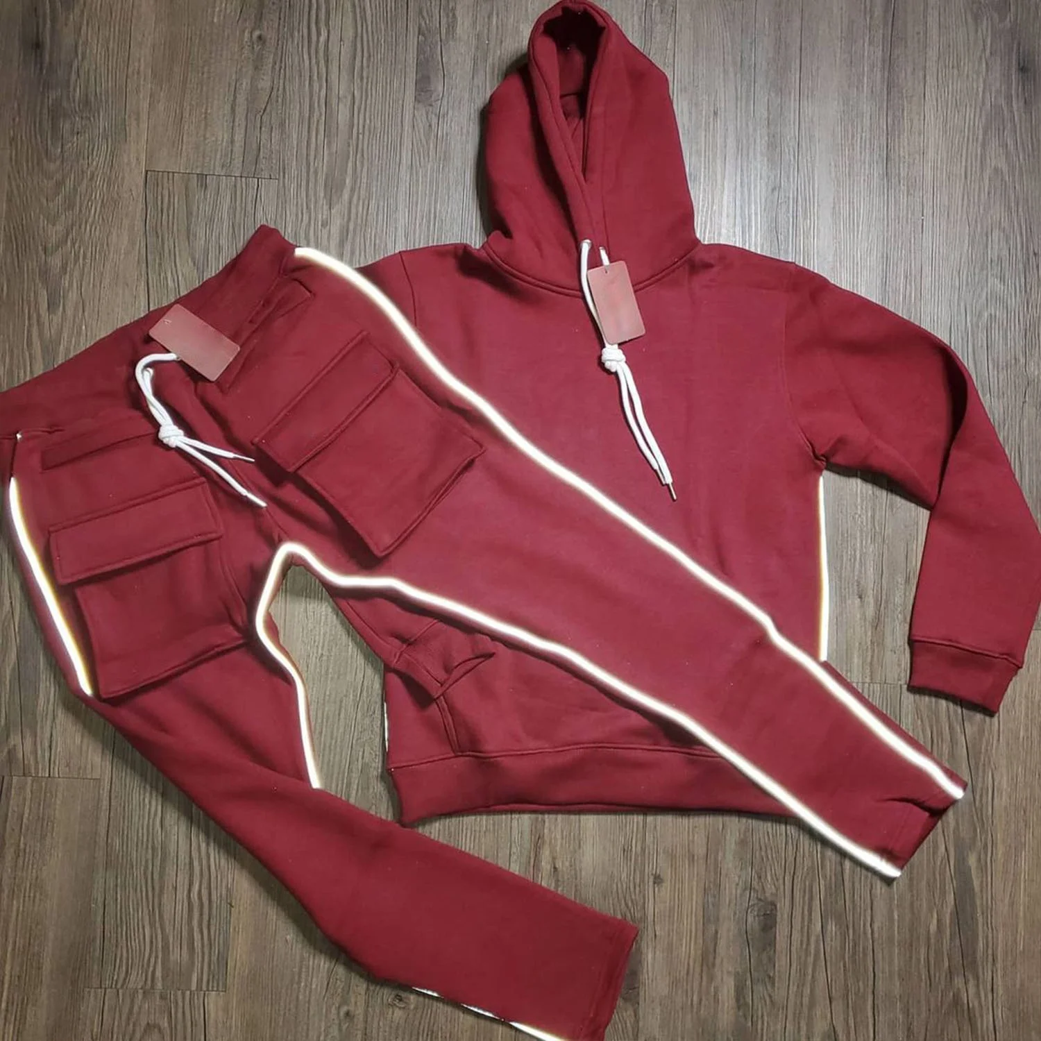 Reflective Red Custom Mens Tracksuits Set Workout Wholesale Customized sweat suit Made by Antom Enterprises