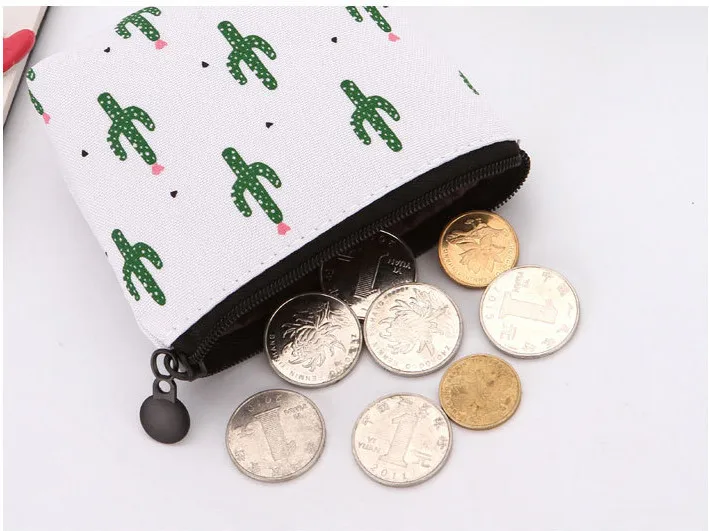 Small canvas  eco friendly cotton gifting bags mini organza storage coin purse cactus