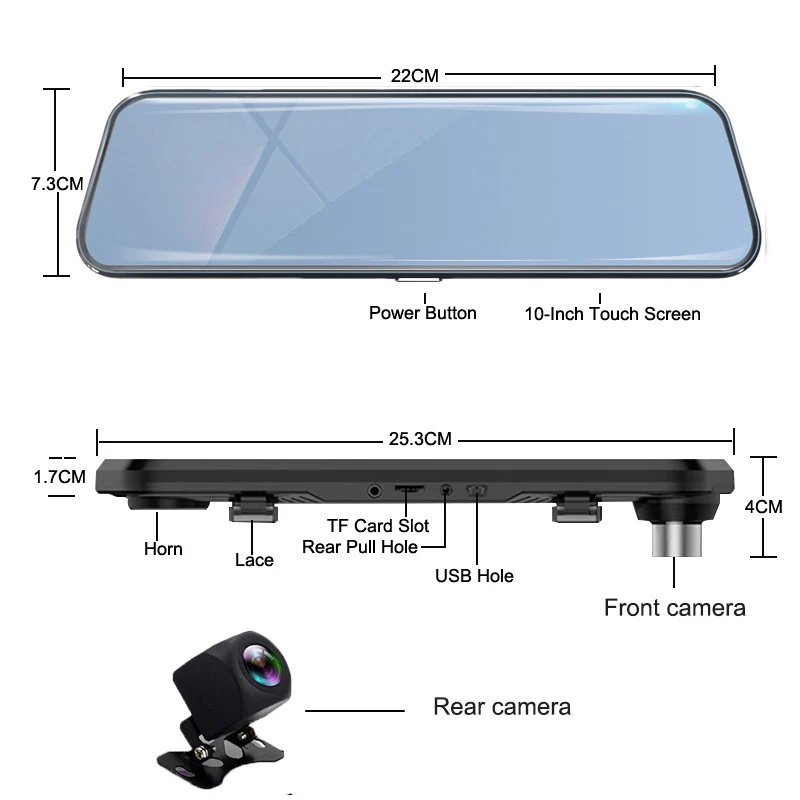 Автомобильный видеорегистратор H60 с двумя объективами HD1080P G-датчиком записывающий парковочный монитор подходит для карт 128G