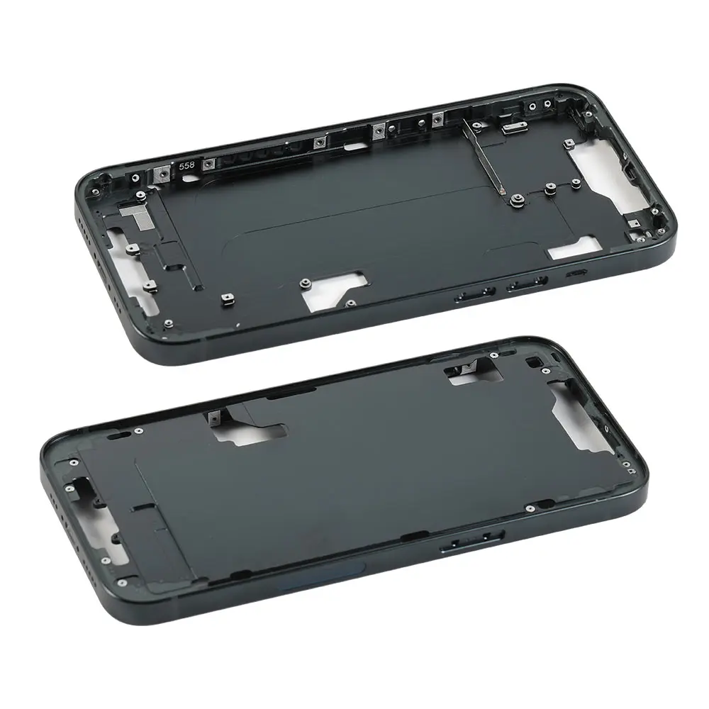 Middle Frame Power Volume Flex Wireless Charging Battery Sticker Flash Loudspeaker Dust Net SIM Card Tray For iPhone 14 15 Plus