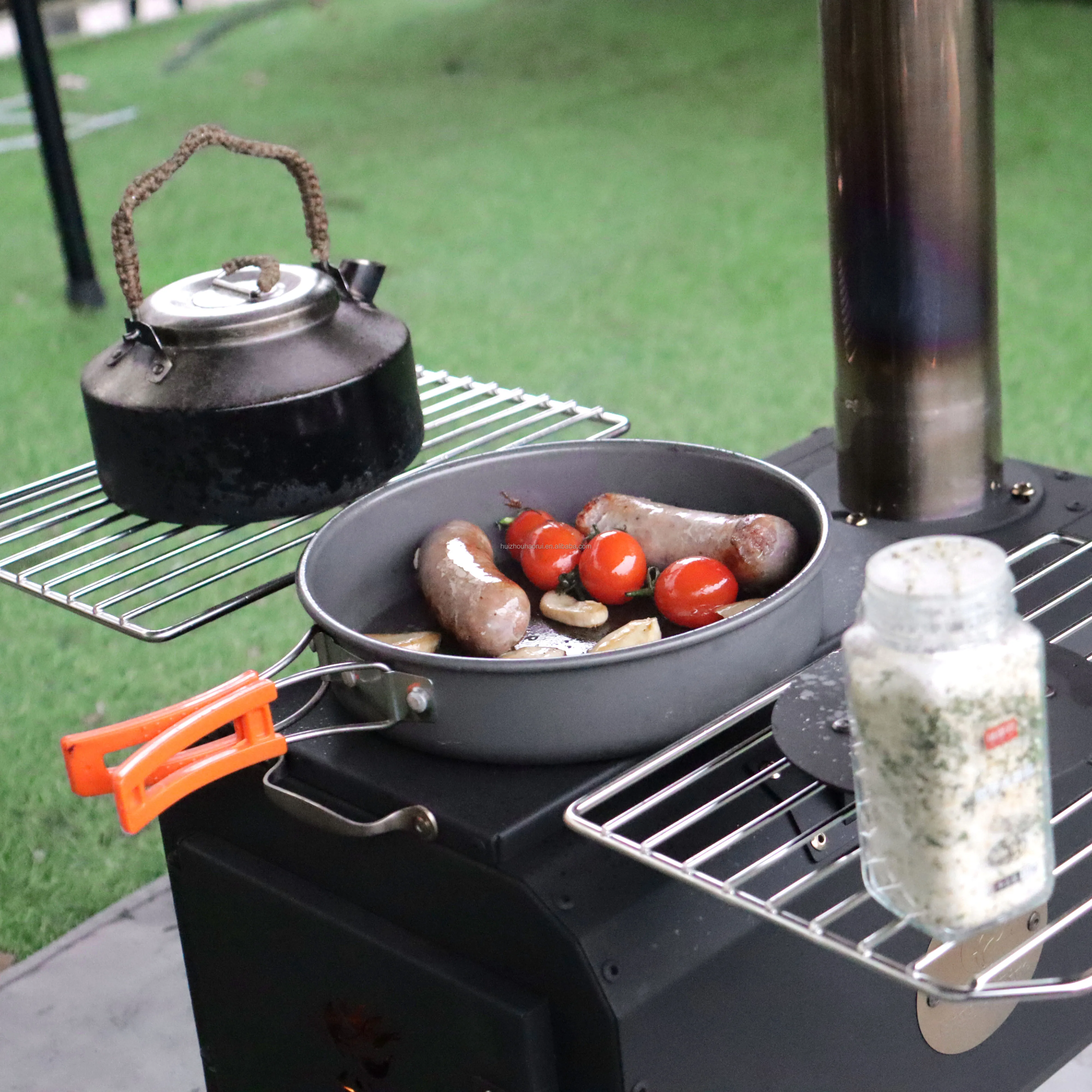 Portable Carbon Steel Outdoor Camping Tent Wood Burning Stove Multifunctional Tent Heating Stove