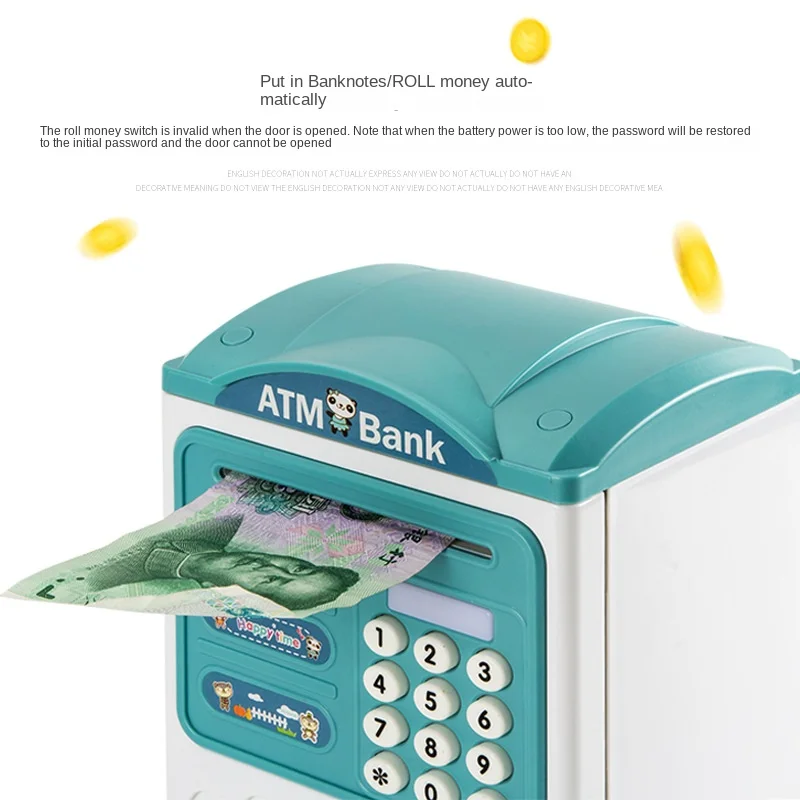 Automatic Induction Roll Money ATM Large Capacity Simulation Intelligent Electronic Fingerprint Password Suitcase Coin Bank