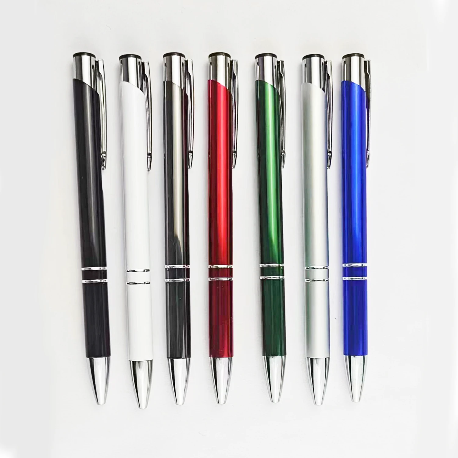 Popular Click Black Promotional Pen Aluminum Blue Ballpoint Pen with Custom Logo