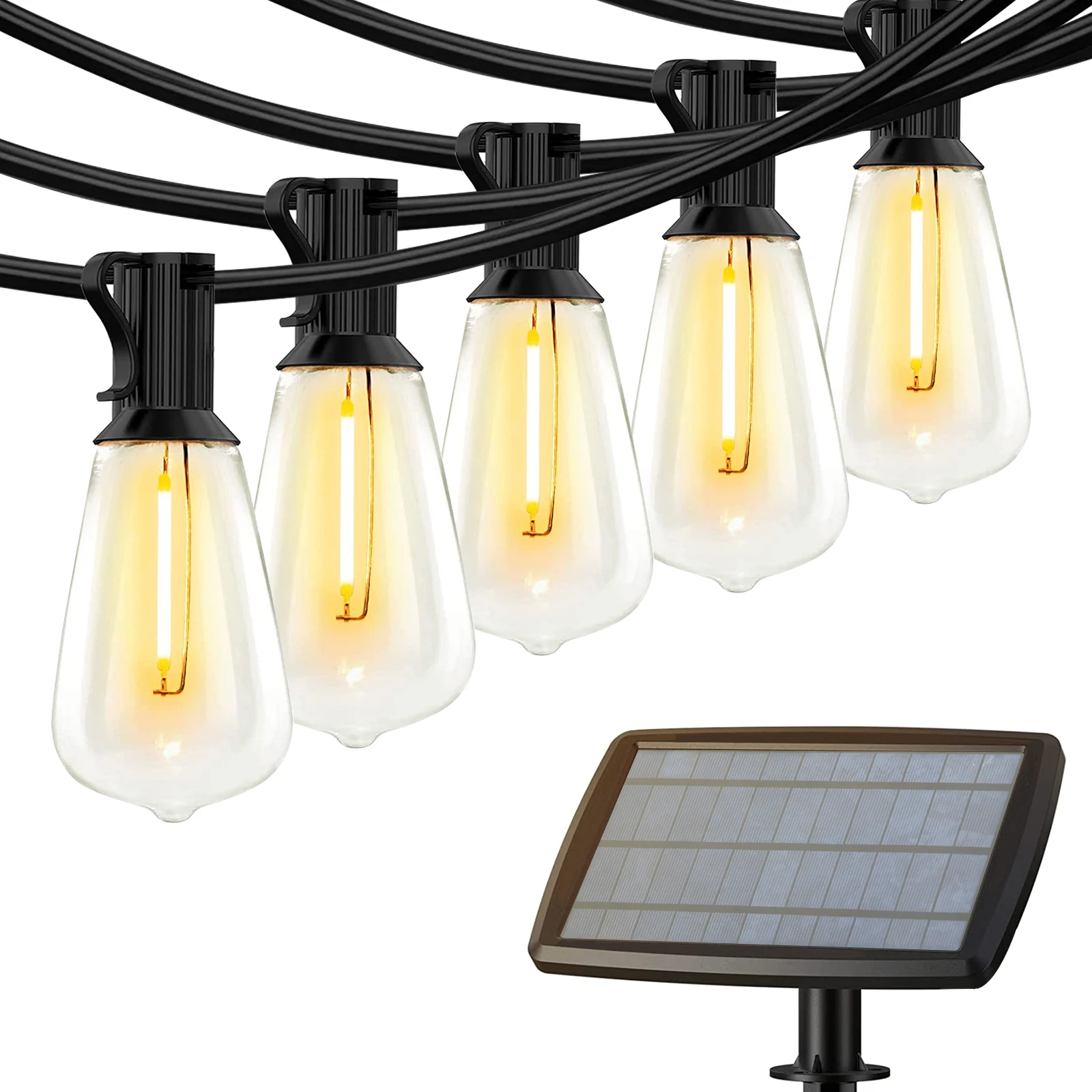 Solar String Light 25ft Outdoor Waterproof Led Decorative Lights Christmas 25+2 ST38  3W Garden Bulb String Lights 