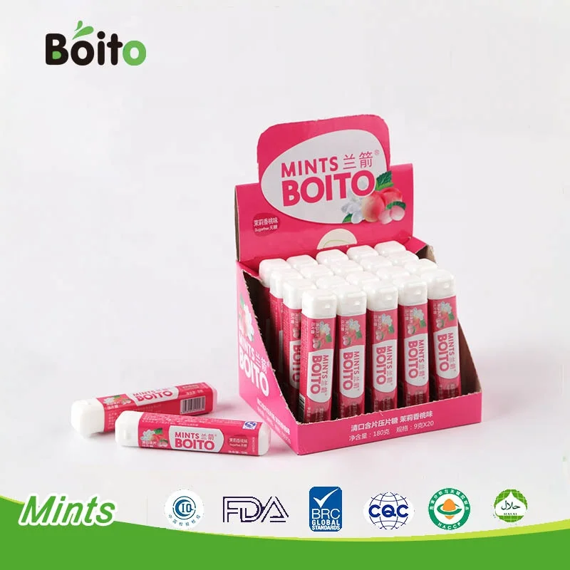 New arrival jasmine peach flavor ball hard candy chinese white chrysanthemum tablet candy