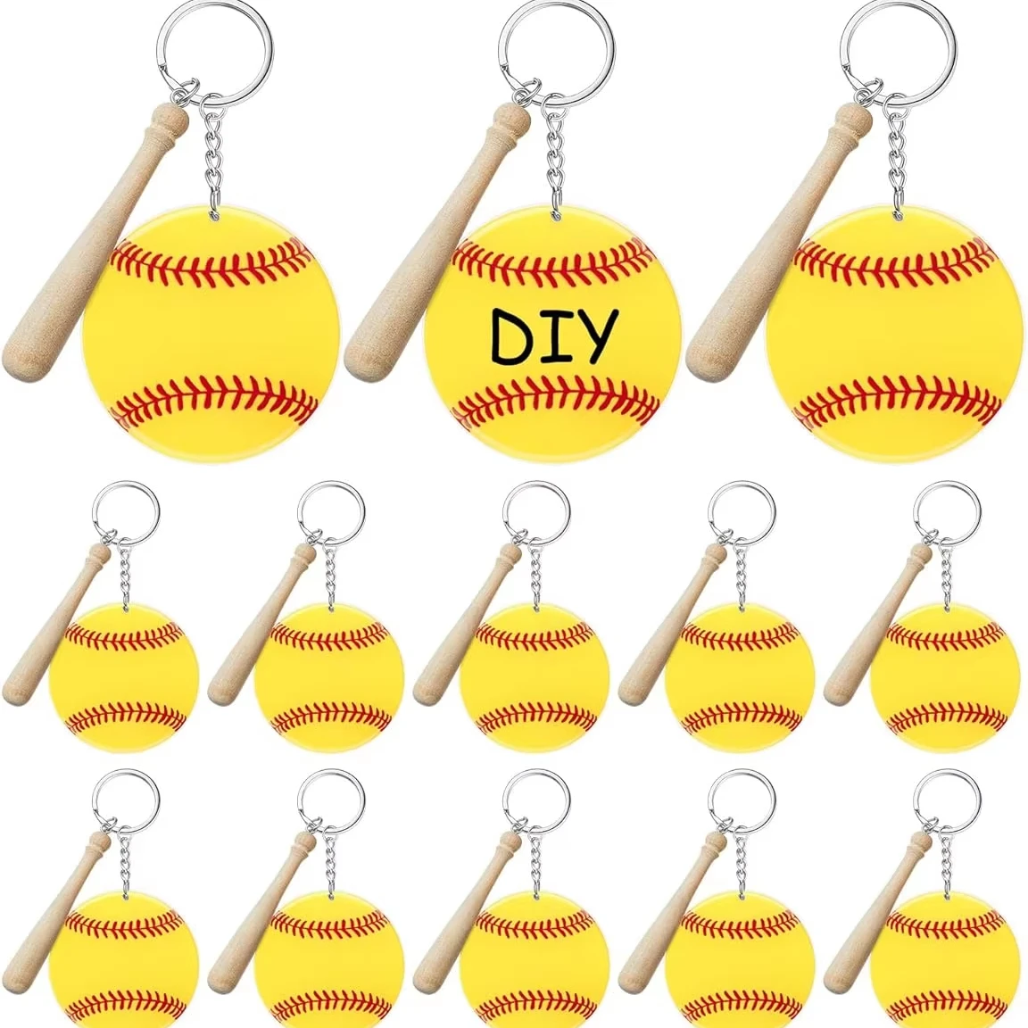 Baseball Softball Acrylic Keychain Kit for Sublimation Vinyl Sticker DIY Crafting for Sports/Team/Class Favor