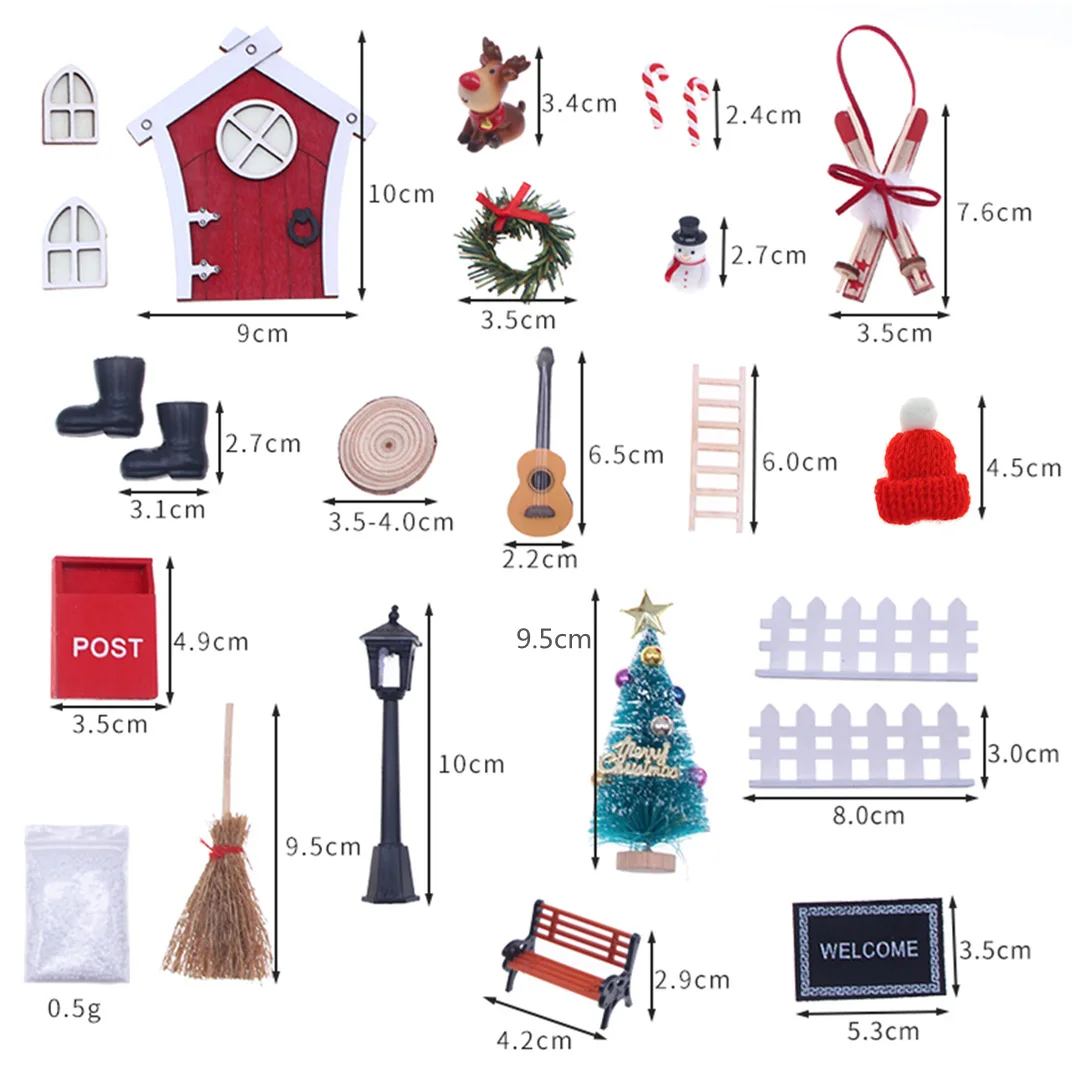 DL-008 2023 Cute Christmas Doll house elf snow man deer tree plush doll Christmas decoration set miniature scene model