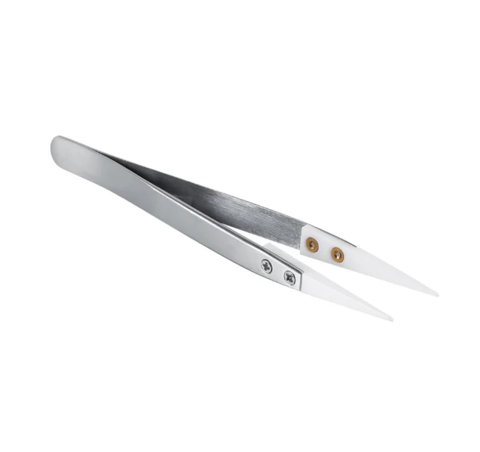 Ceramic Heat Resistant Tweezers Durable Stainless Steel Non Conductive Ceramic Pointed Tip Forceps DIY Tools Hand Tool