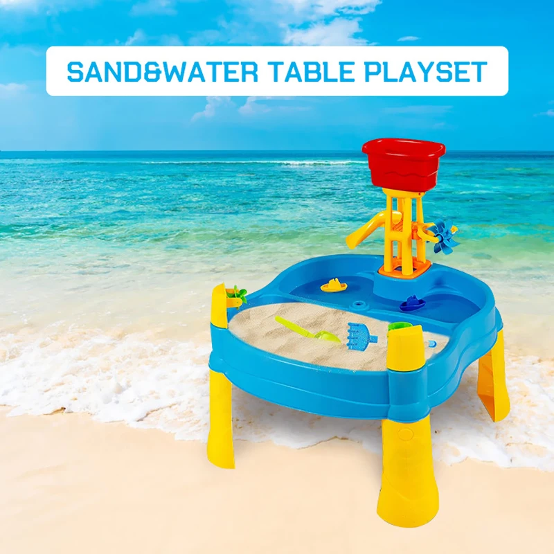 Samtoy Summer Outdoor Beach Play Plastic Toddler Sand and Water Table for Kids
