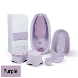 AliGan-Baby bath tub set 7pcs wardrobe accessories for newborn baby  kids travel portable essential plastic infant basin bucket