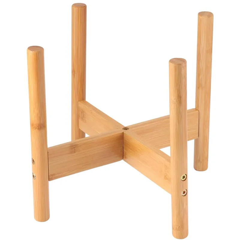 Customizable extension-type Storage Shelves Pot Stand Display Rack Natural Bamboo Wooden Flower Plant Stand for Balcony Indoor O