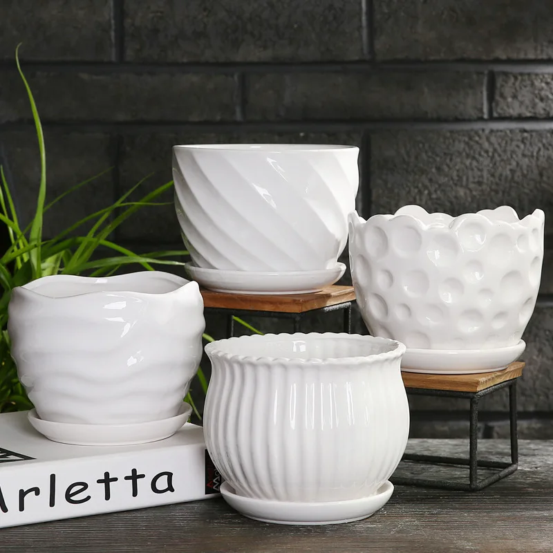 Net red flower pot ceramic large medium size home green plant white Phalaenopsis wholesale