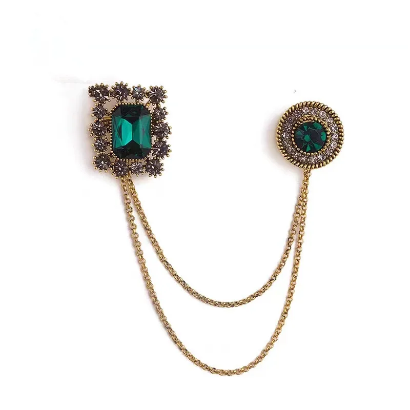 Tassel Brooch Exquisite temperament suit corsage accessory Gemstone set chain pin buckle