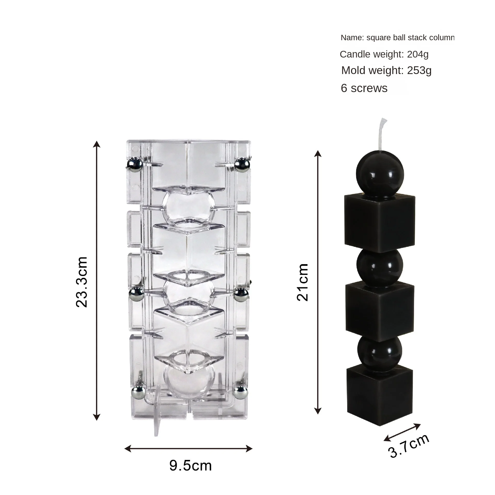 Square Ball Folding Column Diy Candlestick Pc Acrylic Two-Flap Mold Diy Handmade Candle Mould