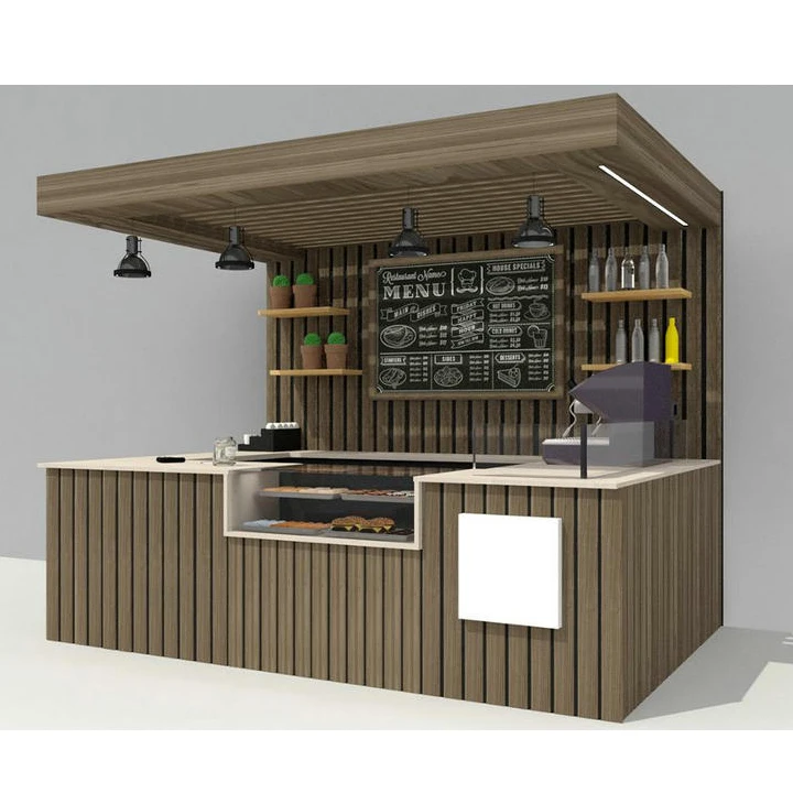 Customize Wooden Coffee Kiosk Cafe Booth Espresso Kiosk For Mall