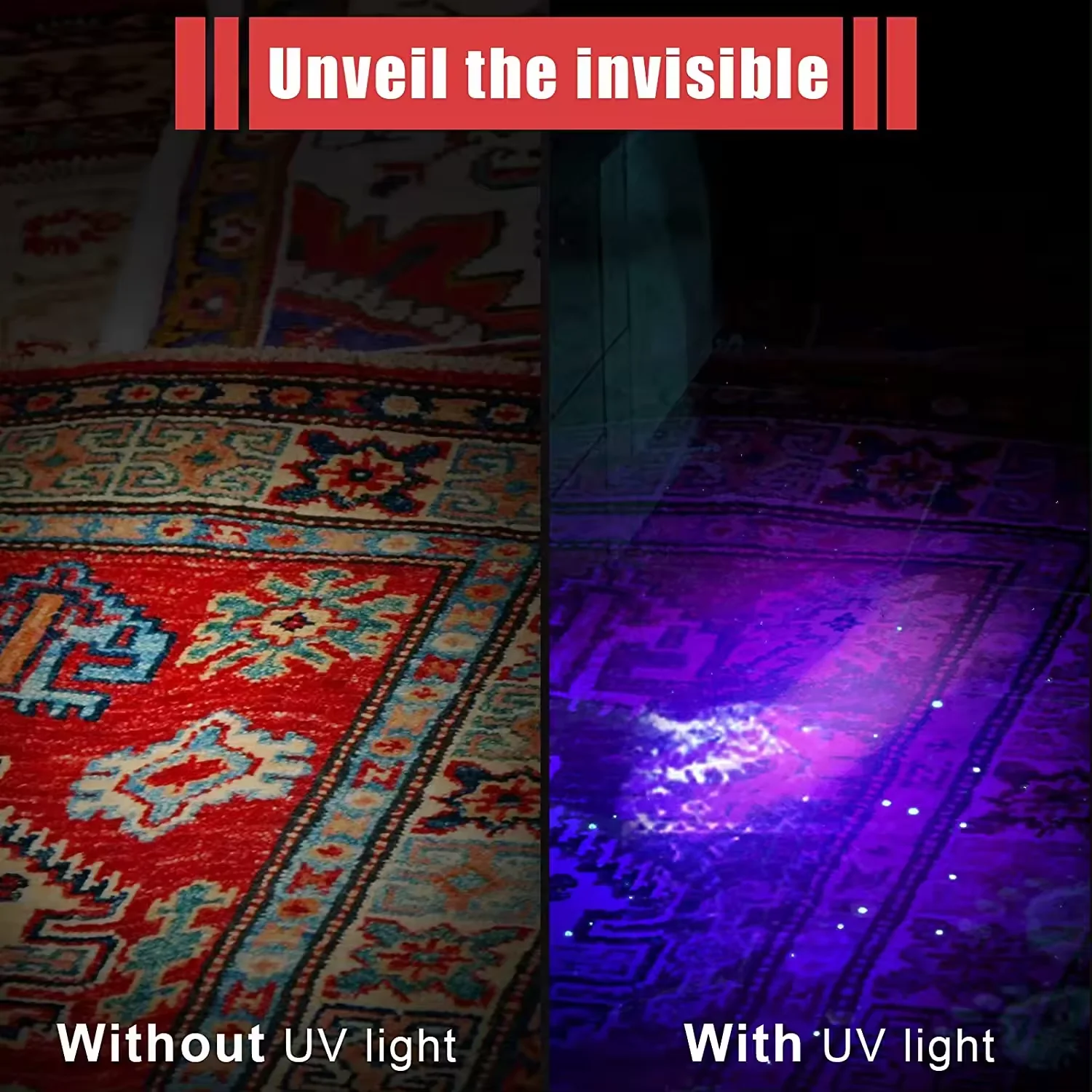 Mini 365nm UV Flashlight Ultraviolet Black Light Pen Light With Black Filter Clip  For Minerals Pet Urine Money Detection Gift