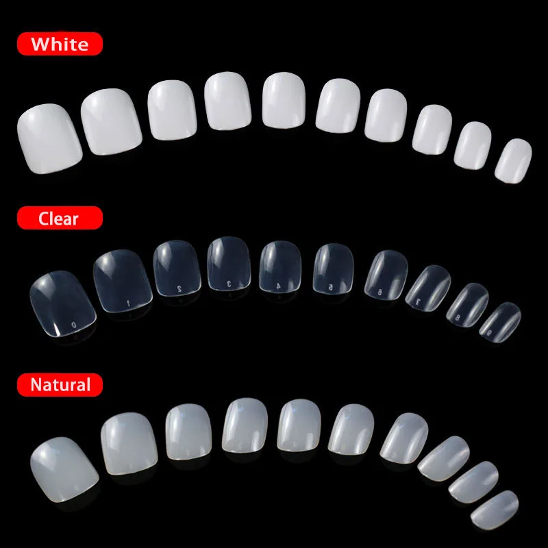 Hot Selling 600 Pcs/Bag Short Style Customized Design Full Coverage Nail Tips For Woman Salon