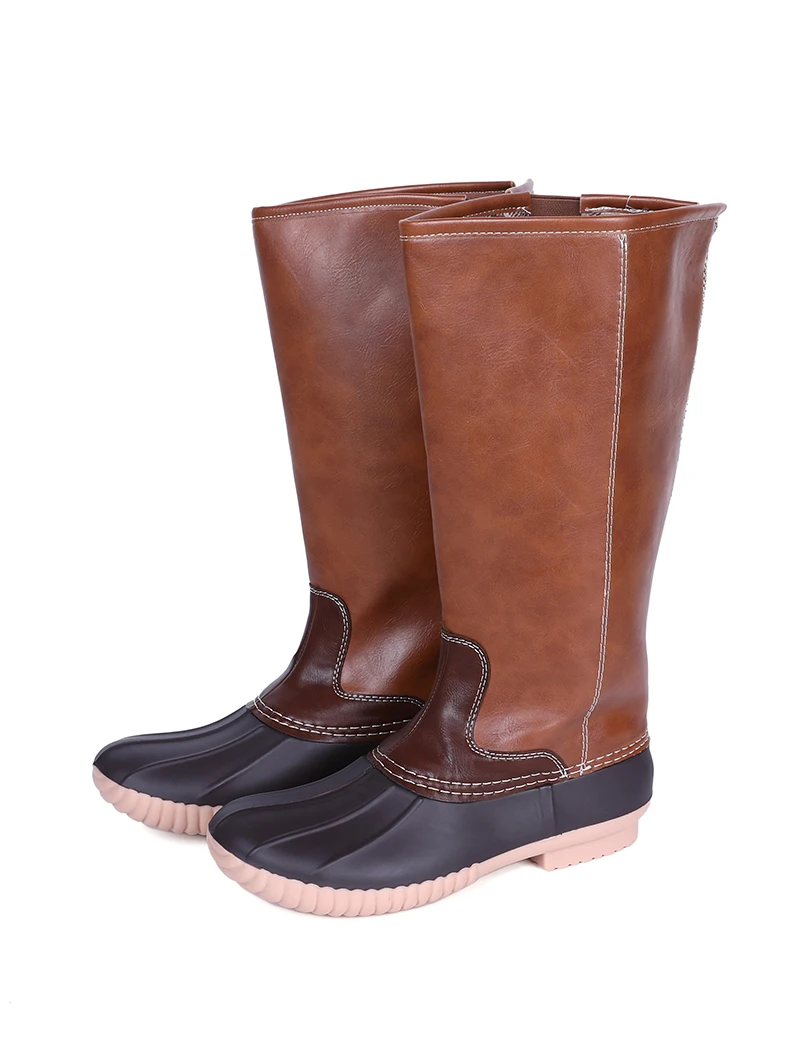 Monogram Rubber Outdoor Waterproof Rain Boot Women Sunflower Leopard Zipper Tall Duck Boots