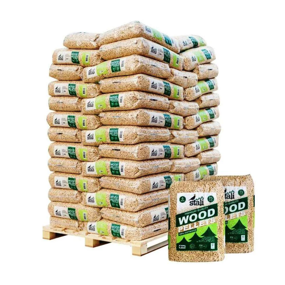 Europe EN Plus A1 A2 Premium Quality 6mm 8mm Machine Pellet Wood 15Kg Bags Fuel Oak/Pine Wood Pellets For Heating