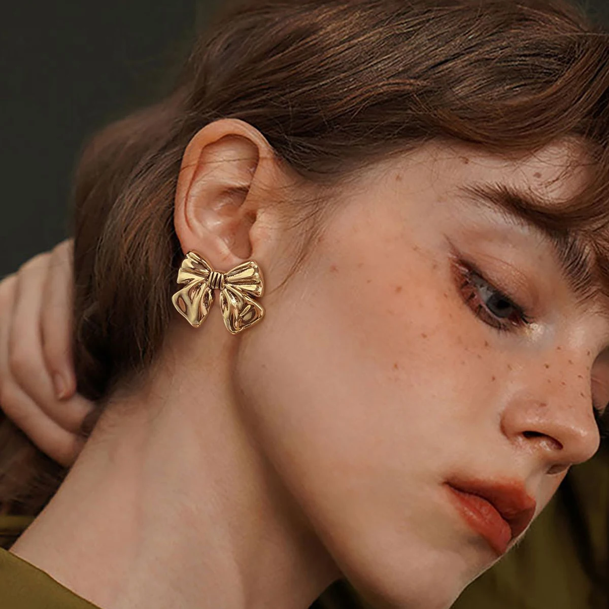 Fashion jewelry 18k gold plated bow jewelry 925 sterling silver needdle hypoallergenic bow stud earrings for women