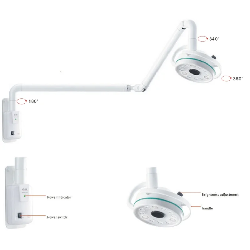 Led shadowless surgery operation lamp wall mount examination light