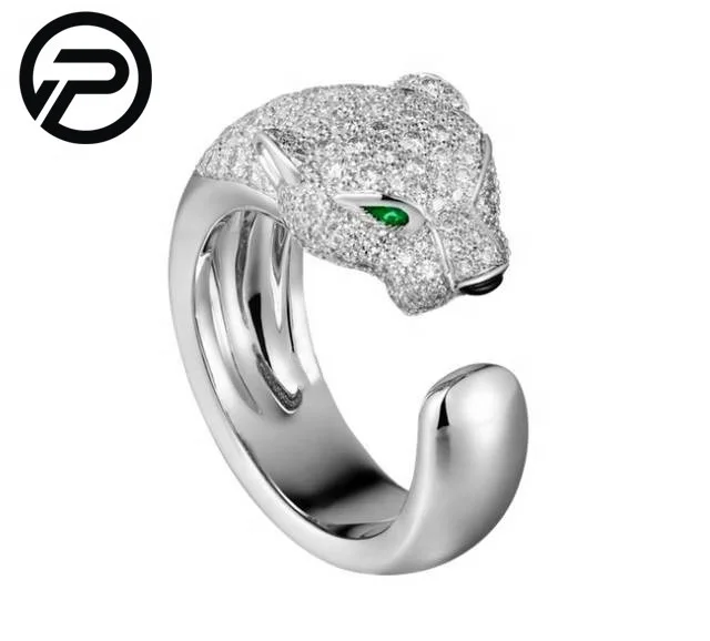 
Luxury quality 925 silver leopard head ring 