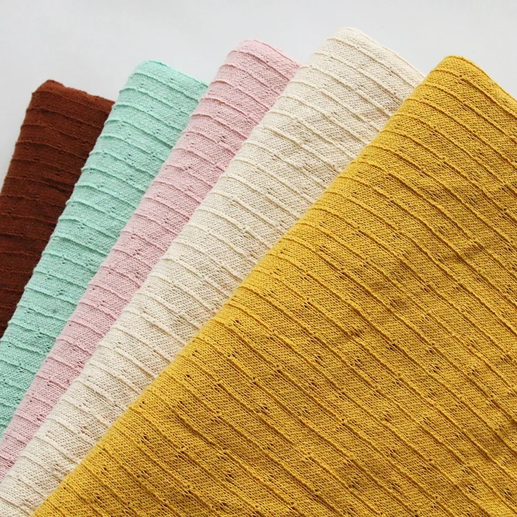 New Arrival 94% Cotton 6%Spandex Thick needle hollowed-out jacquard fabric for pullover and vest coat