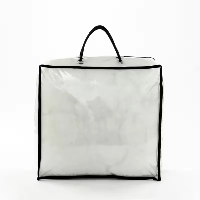 Wholesale Transparent PVC Plastic Zipper Bags for Pillow Quilt Packaging Bags with Handle Transparent Comforter Bag