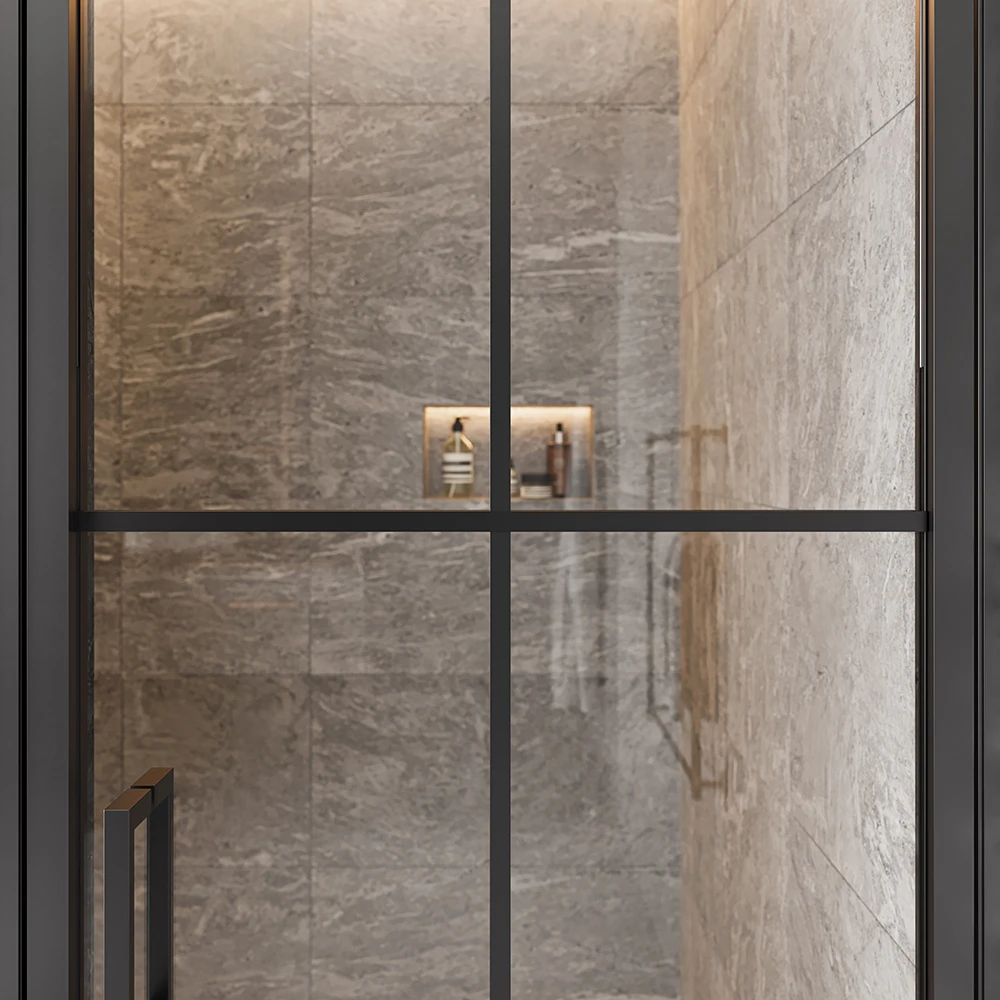 Seawin Black Frame Bathroom Shower Enclosure 10mm Tempered Glass Pivot Shower Door Aluminium Frame Shower Glass Panel