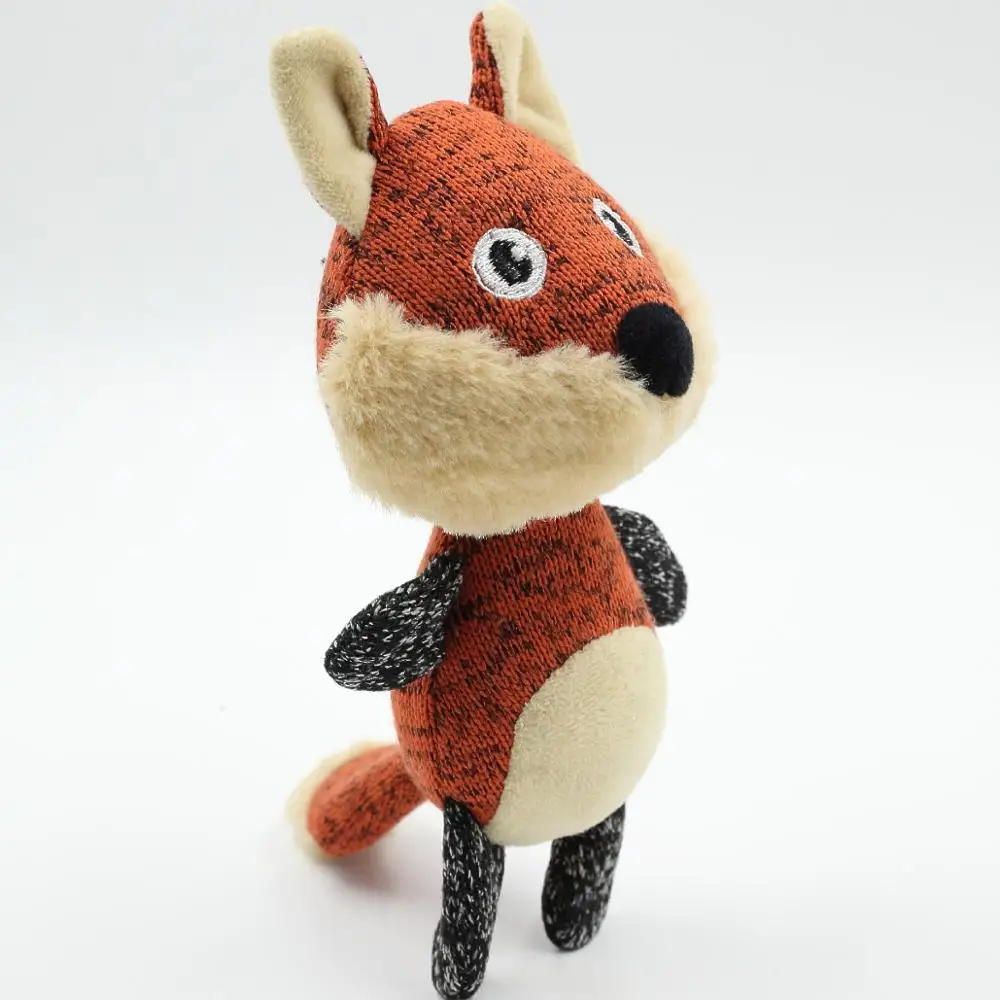 wholesale soft knitted fabric fox shape plush dog toy squeaky pet toy