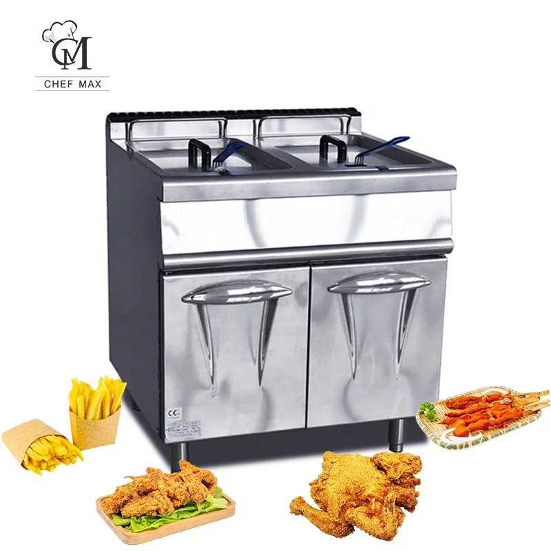 Hot sale stainless steel commercial deep fat fryer gas fryer auto filter with gas fryer  double cylinder