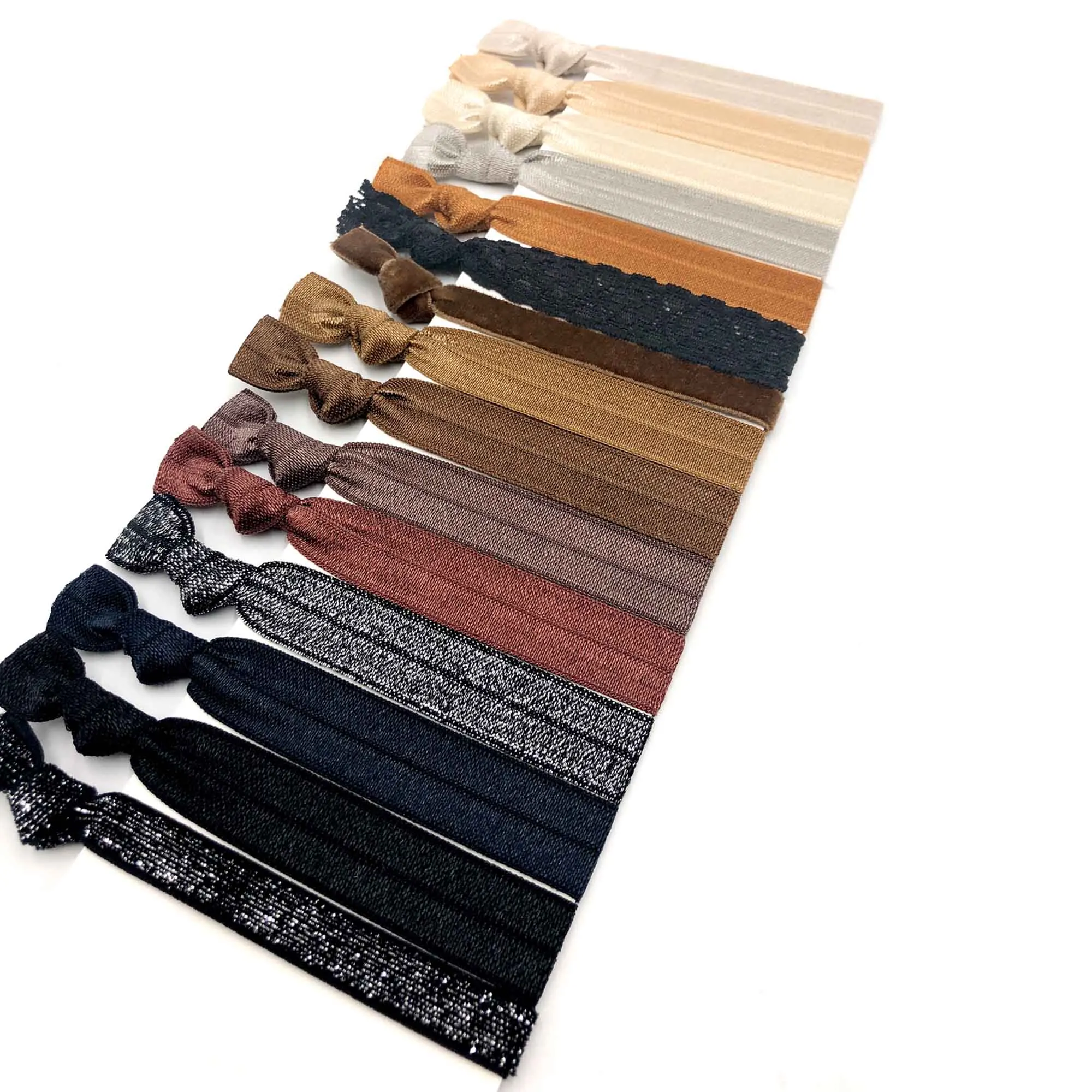 300pcs 15 Brown Colors Glitter Velvet Lace Hair Ties Wholesale Elastic Hairband Girls Ponytail Holder Hair Accessories Headwear