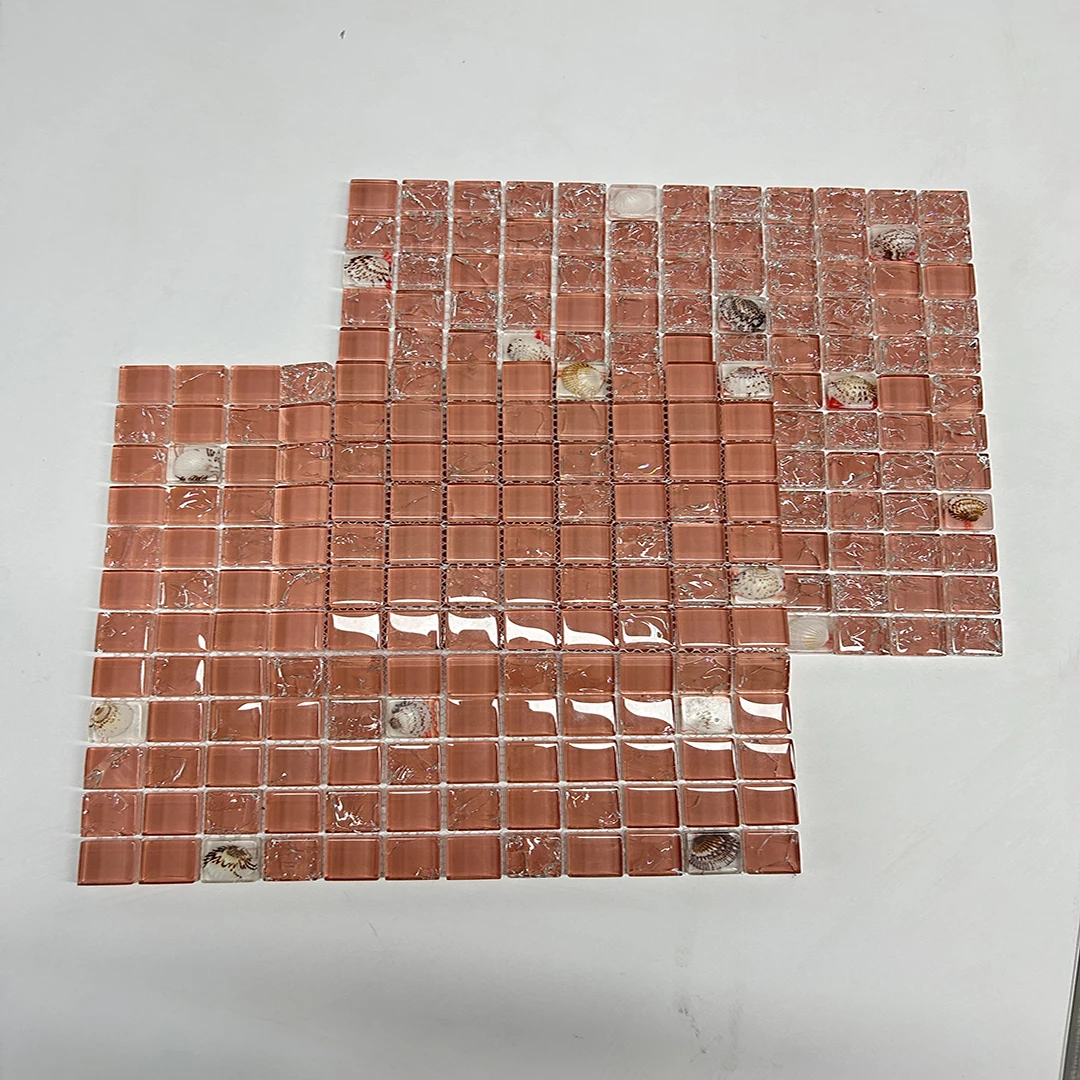 KASARO Pink Color Decorative Glass Mosaic Tile Sheets For Backsplash Kitchen Glass Tiles