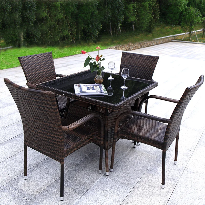 Outdoor villa courtyard rattan table and chair combination garden outdoor courtyard balcony waterproof rattan table and chair